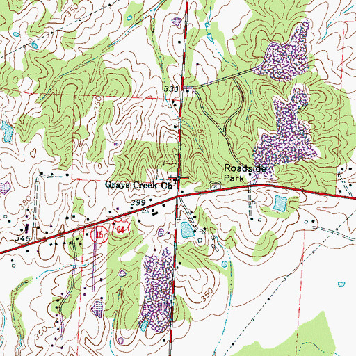 Topographic Map of Grays Creek Church, TN