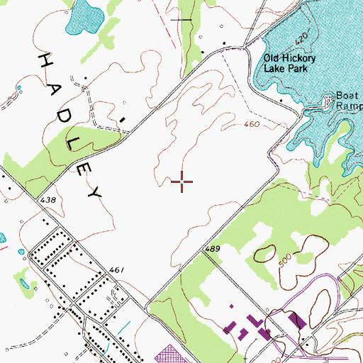 Topographic Map of Hadley Bend, TN