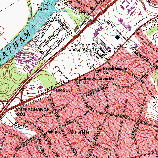 Topographic Map of Horton Heights Church, TN