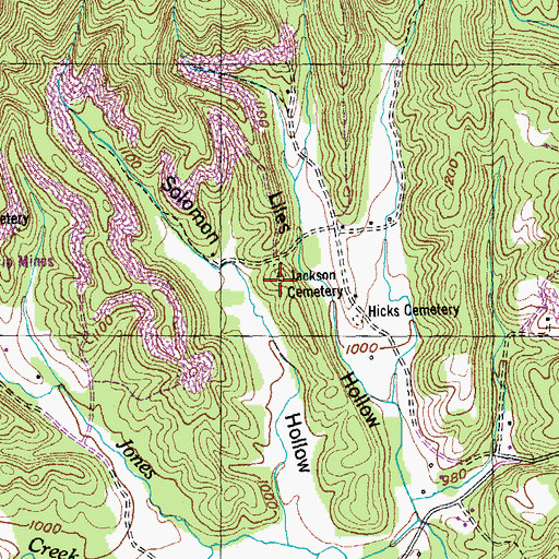 Topographic Map of Jackson Cemetery, TN