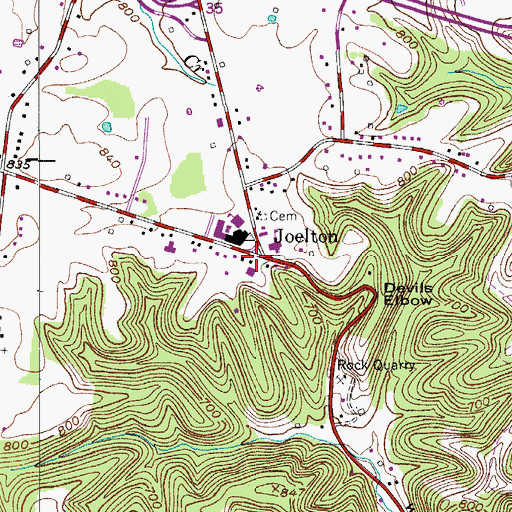 Topographic Map of Joelton, TN