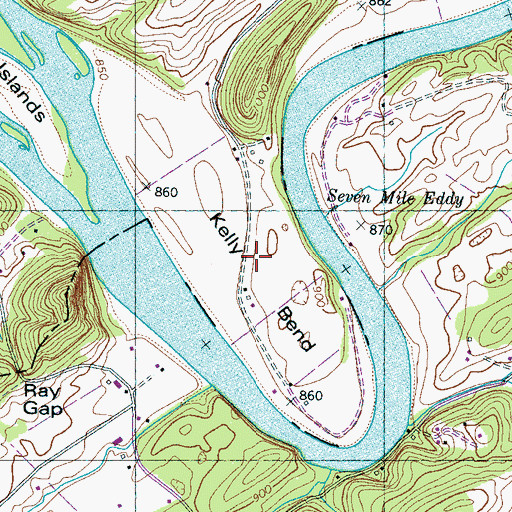 Topographic Map of Kelly Bend, TN
