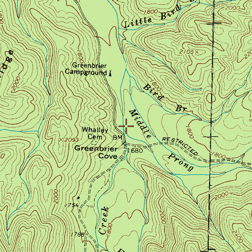 Topographic Map of Middle Prong Little Pigeon River, TN