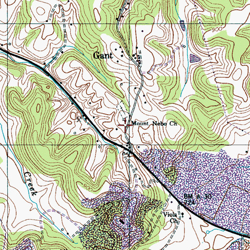 Topographic Map of Mount Nebo Church, TN