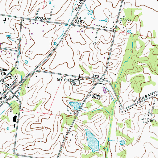 Topographic Map of Mount Pisgah Church, TN