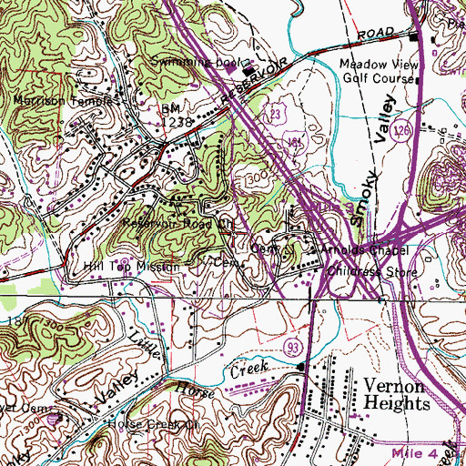 Topographic Map of Reservoir Road Church, TN