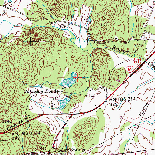 Topographic Map of Johnston Lake Dam Number One, TN
