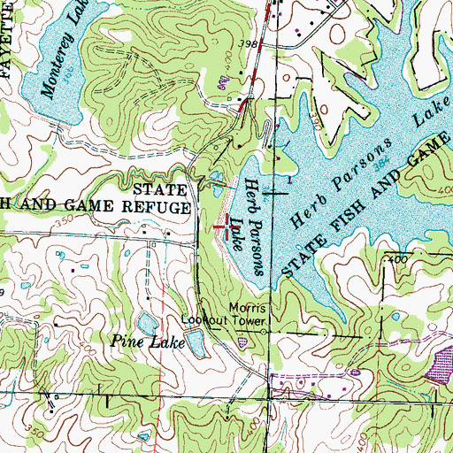 Topographic Map of Herb Parsons Lake Dam, TN