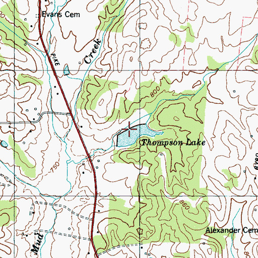 Topographic Map of Thompson Lake Dam, TN