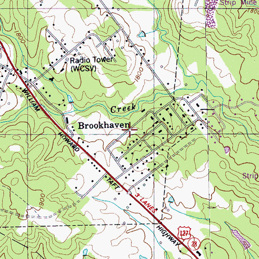 Topographic Map of Brookhaven, TN