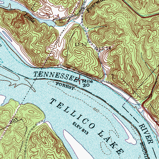 Topographic Map of Jones Ferry (historical), TN