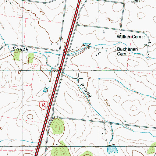 Topographic Map of Harvey Branch, TN