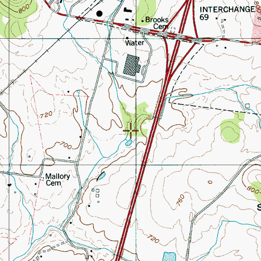 Topographic Map of Moore Branch, TN
