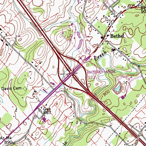 Topographic Map of Interchange 122, TN