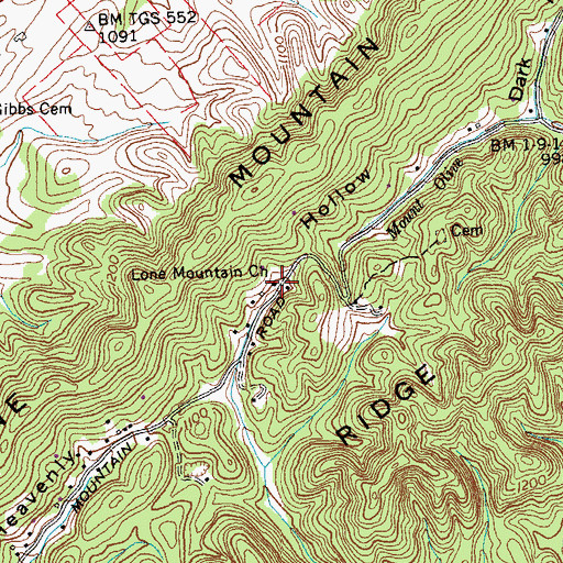 Topographic Map of Lone Mountain School (historical), TN