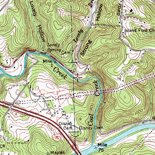 Topographic Map of Lovely Mill (historical), TN