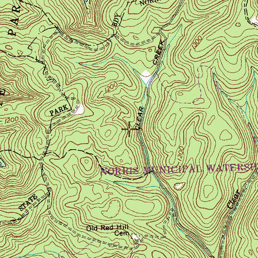Topographic Map of Norris Town Forest, TN