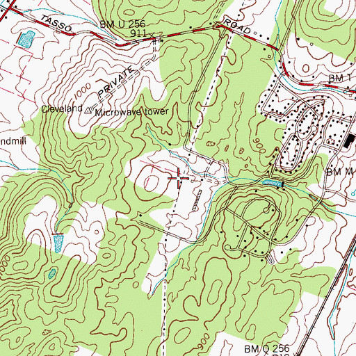Topographic Map of Arrowhead Point, TN