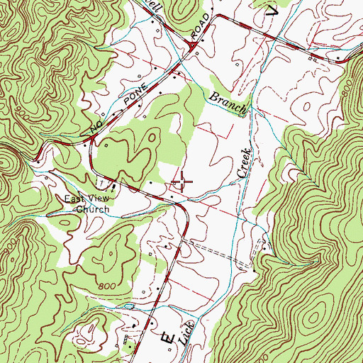 Topographic Map of East View School (historical), TN