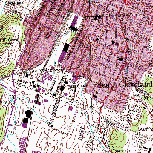 Topographic Map of Thomas C Bower Elementary School, TN