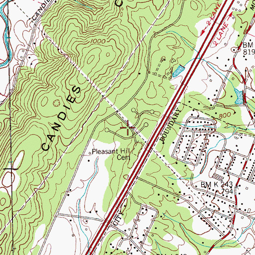 Topographic Map of Windwood, TN