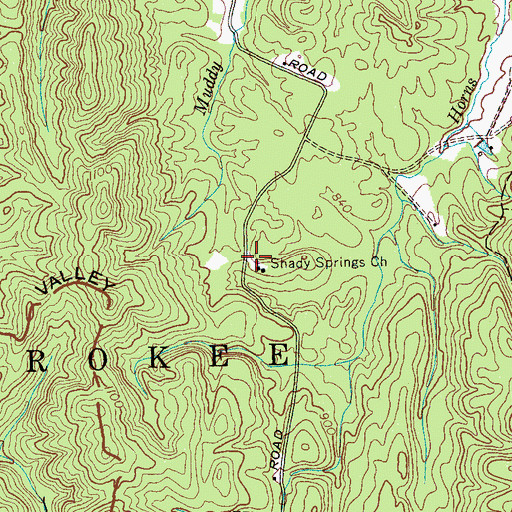 Topographic Map of Horns Creek School (historical), TN