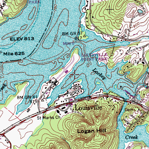 Topographic Map of Fort Loudoun Lake, TN