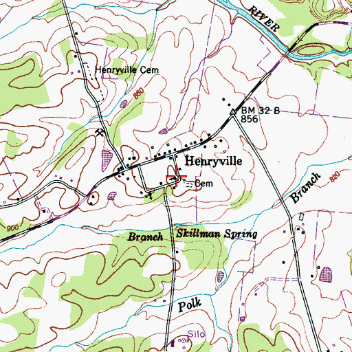 Topographic Map of Henryville Methodist Church, TN