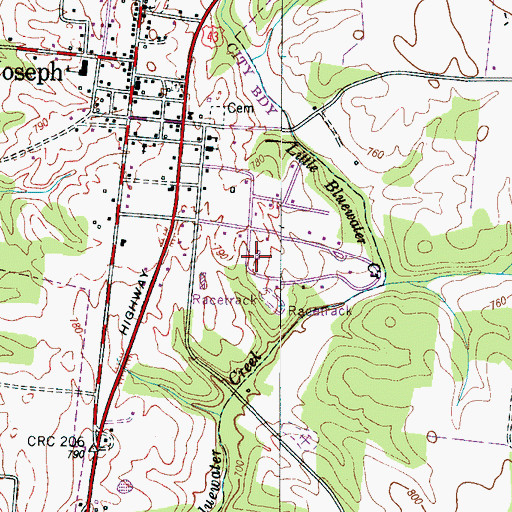 Topographic Map of Saint Joseph City Park, TN