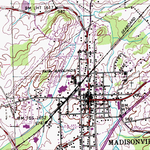 Topographic Map of Madisonville Junior High School, TN