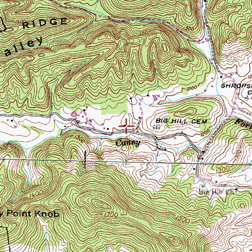 Topographic Map of Big Hill School (historical), TN