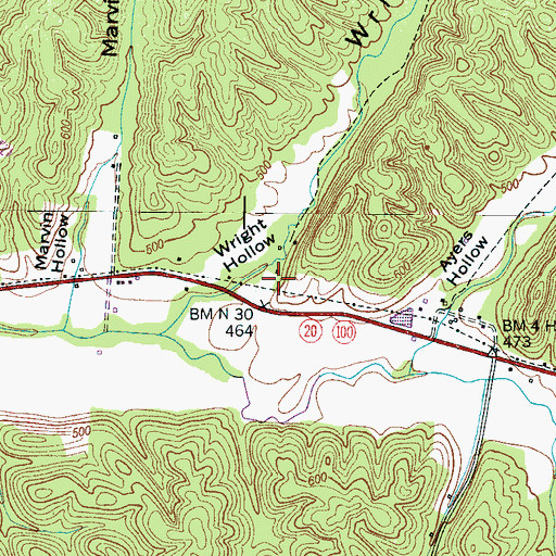 Topographic Map of Cypress Creek School (historical), TN