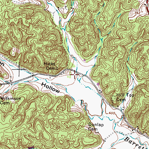 Topographic Map of Burgess Hollow, TN