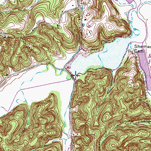 Topographic Map of Happy Hollow Branch, TN