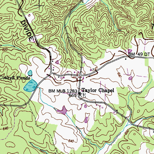 Topographic Map of Taylor Chapel School (historical), TN