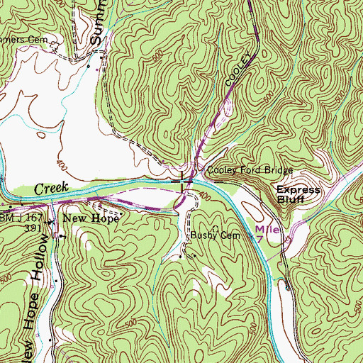 Topographic Map of Ivys Mill (historical), TN