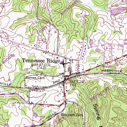 Topographic Map of Tennessee Ridge Elementary School, TN