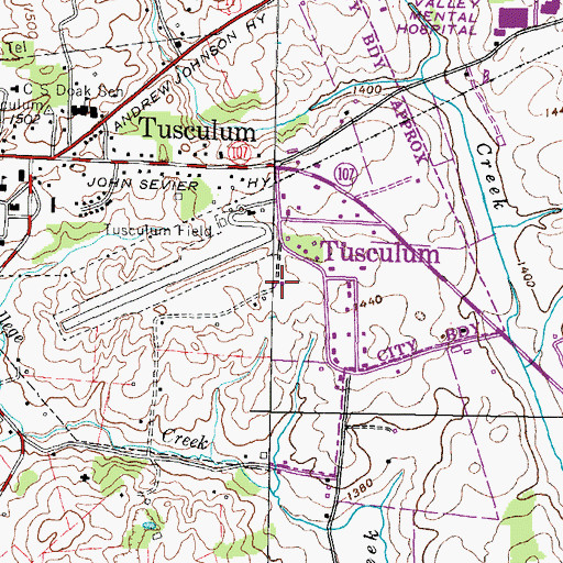 Topographic Map of Pleasant View, TN