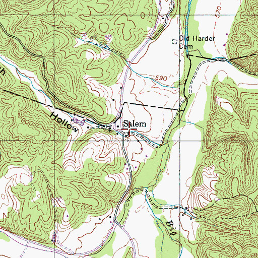 Topographic Map of Salem Cemetery, TN