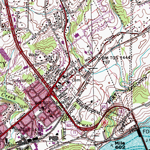 Topographic Map of Lenoir City Cemetery, TN