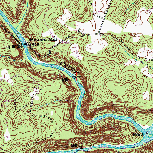 Topographic Map of Camel Rock Rapids, TN