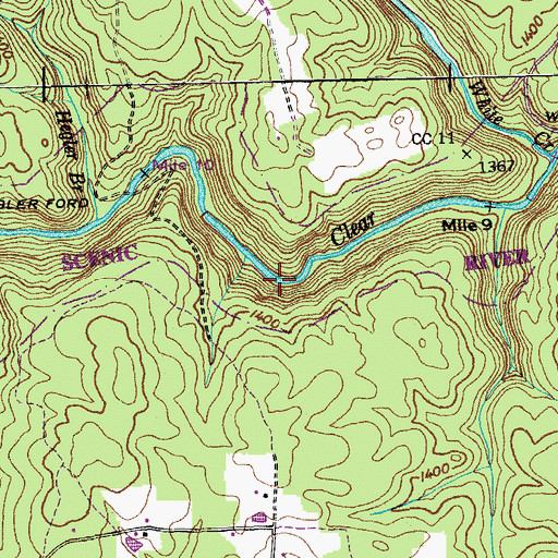 Topographic Map of Double Drop Falls, TN