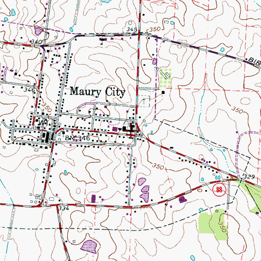 Topographic Map of Maury City Elementary School, TN