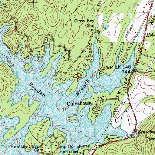 Topographic Map of Campground on the Lakeshore, TN