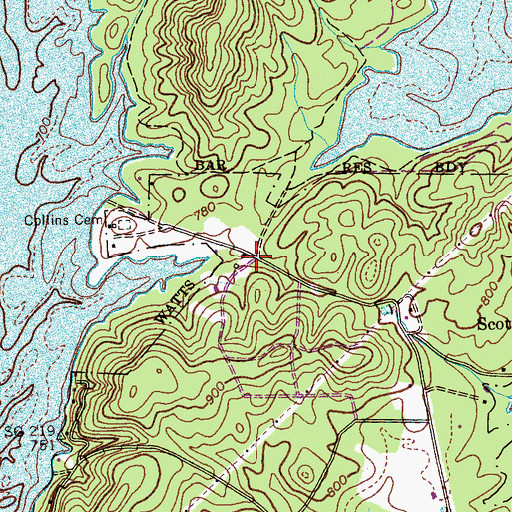 Topographic Map of Fooshee Bend (historical), TN