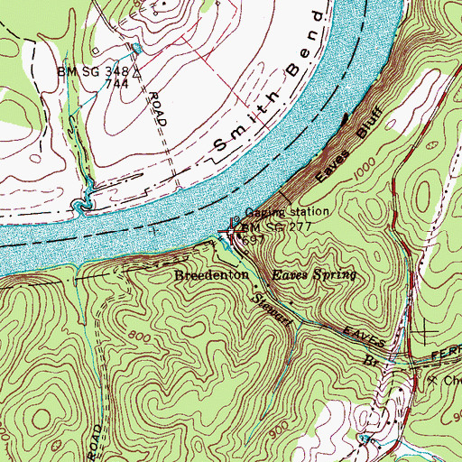 Topographic Map of Old Stewarts Landing (historical), TN