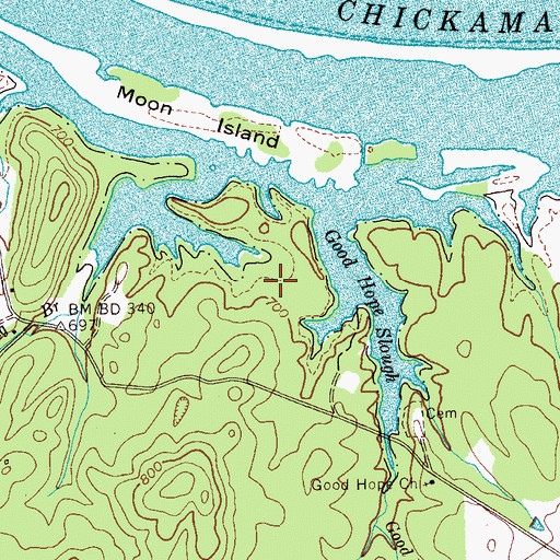 Topographic Map of Tennessee Wildlife Refuge, TN