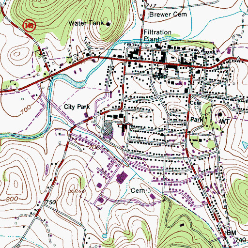 Topographic Map of Cannon County High School, TN