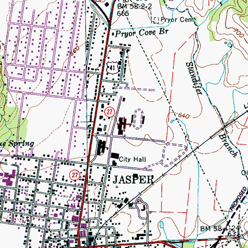 Topographic Map of Marion County High School, TN