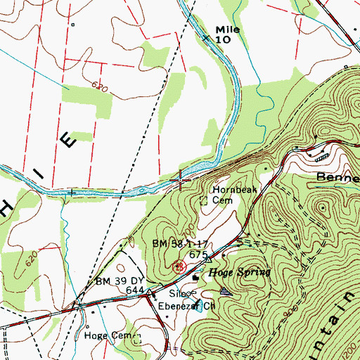 Topographic Map of Kelleys Mill (historical), TN